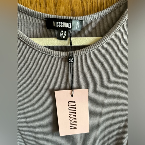MISSGUIDED PLUS RIBBED BODYSUIT IN GRAY US 14 NWT - Picture 6 of 7